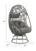 Hikre Patio Lounge Chair & Side Table, Clear Glass, Charcaol Fabric & Black Wicker 45113