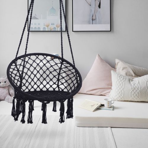 Hammock Chair Macrame Swing Max 330 Lbs Hanging Cotton Rope Hammock Swing Chair for Indoor and Outdoor Hammock Chair Macrame Swing Max 330 Lbs Hanging Cotton Rope Hammock Swing Chair for Indoor and Outdoor