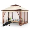 Patio Gazebo, 11 x 11 FT Pop up Gazebo for 8-10 Person, with Mosquito Netting, Metal Frame, and PU Coated 250D Oxford Cloth, Outdoor Canopy Shel