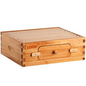 Bee Hive, 10-Frame Complete Beehive Kit, 100% Beeswax Natural Wood, Includes 1 Medium Box with 10 Wooden Frames and Waxed Foundations, for Begin