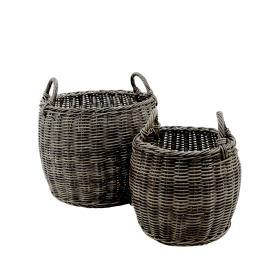 2-Pack Stackable Hand Woven Wicker Storage with Handles