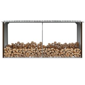 Garden Log Storage Shed Galvanized Steel 129.9"x36.2"x60.2" Brown