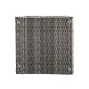 Wicker Side Table, Square End Table Bistro Coffee Table with Glass Top Storage Shelf for Porch Garden Backyard Grey
