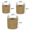 Set of 3 Multi-purposes Basket with handler - Hand Woven Wicker - Natural