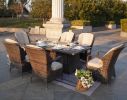 Elegant PE Wicker and Aluminum Patio Dining Sets with Fire Pit Table and Standard Dining Chair