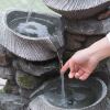 19x15x31.5" Stone Water Fountain, 4-Tier Polyresin Cascading Rock Bowl Freestanding Fountain with LED Light