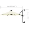 Wall-mounted Parasol with LEDs and Metal Pole 118.1" Sand