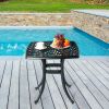 Outdoor Cast Aluminum Square Table, End Table Side Table for Paio Backyard Pool, Cast Aluminum Cocktail Table, Outdoor Bar Table, Black