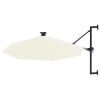 Wall-mounted Parasol with LEDs and Metal Pole 118.1" Sand