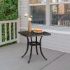 Outdoor Cast Aluminum Square Table, End Table Side Table for Paio Backyard Pool, Cast Aluminum Cocktail Table, Outdoor Bar Table, Black