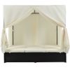 Wicker Sunbed Daybed with Cushions, Adjustable Seats
