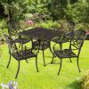 Set of 2 Cast Aluminum Patio Dining Chairs, Stackable Outdoor Bistro Chairs with Armrests for Balcony Backyard Garden Deck, Antique Bronze (Without Cu