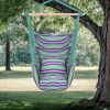 Canvas Hanging Rope Chair with Pillows Green