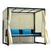2-3 People Outdoor Swing Bed,Adjustable Curtains,Suitable For Balconies, Gardens And Other Places