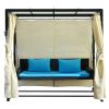 2-3 People Outdoor Swing Bed,Adjustable Curtains,Suitable For Balconies, Gardens And Other Places