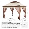 Patio Gazebo, 11 x 11 FT Pop up Gazebo for 8-10 Person, with Mosquito Netting, Metal Frame, and PU Coated 250D Oxford Cloth, Outdoor Canopy Shel