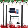Set of 6 RC String Light Pole, 9 FT Lighting Stand with Heart Shape Hooks, LED Solar Bulbs for Parties, Christmas