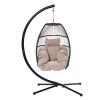 Rattan Swing Hammock Egg Chair With C Type Bracket , With Cushion And Pillow