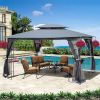 13x10 Outdoor Patio Gazebo Canopy Tent With Ventilated Double Roof And Mosquito net(Detachable Mesh Screen On All Sides),Suitable for Lawn, Garden, Ba