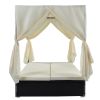 Wicker Sunbed Daybed with Cushions, Adjustable Seats