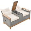 U_Style Comfort Adjustable Loveseat,Armrest With Storage Space With 2 Colors,Suitable For Courtyards, Swimming Pools And Balconies, etc.