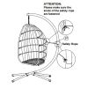 Rattan Swing Hammock Egg Chair With C Type Bracket , With Cushion And Pillow