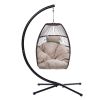 Rattan Swing Hammock Egg Chair With C Type Bracket , With Cushion And Pillow