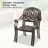 Set of 2 Cast Aluminum Patio Dining Chairs, Stackable Outdoor Bistro Chairs with Armrests for Balcony Backyard Garden Deck, Antique Bronze (Without Cu