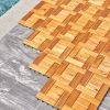 6 puzzle slats per tile brown Acacia Interlocking Wooden Deck tile (Set of 10 Tiles)