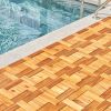 6 puzzle slats per tile brown Acacia Interlocking Wooden Deck tile (Set of 10 Tiles)