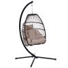 Rattan Swing Hammock Egg Chair With C Type Bracket , With Cushion And Pillow