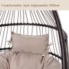 Rattan Swing Hammock Egg Chair With C Type Bracket , With Cushion And Pillow
