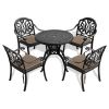 5-Piece Set Of Cast Aluminum Patio Furniture With Black Frame and Seat Cushions In Random Colors