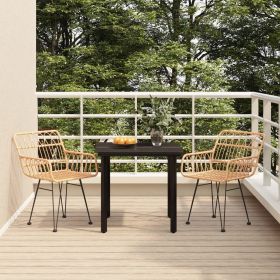 3 Piece Patio Dining Set Poly Rattan (Color: Brown)