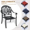 5-Piece Set Of Cast Aluminum Patio Furniture With Black Frame and Seat Cushions In Random Colors
