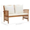 3 Piece Patio Lounge Set with Cushions Solid Acacia Wood