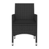 5 Piece Patio Dining Set with Cushions Poly Rattan and Glass